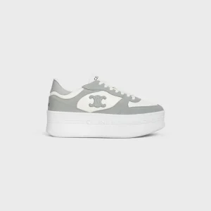 Blockklackad sneaker i kalvskinn och mocka