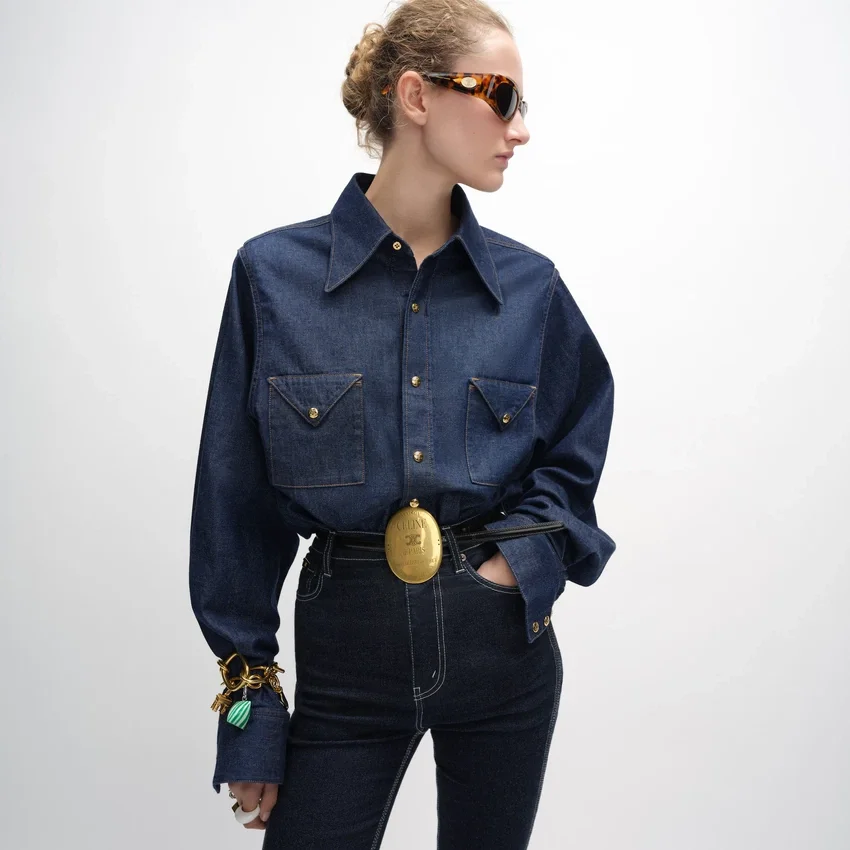 skjorta i denim - Bild 3
