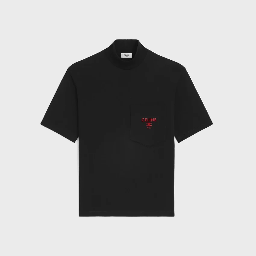 T-shirt med hög hals i bomullsjersey - Bild 2